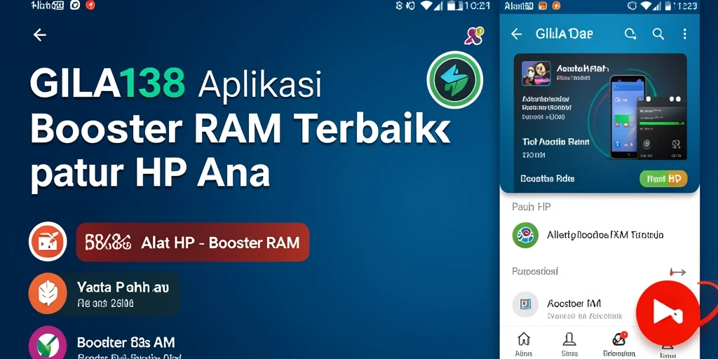 Tampilan antarmuka GILA138 yang sederhana dan efisien untuk booster RAM.