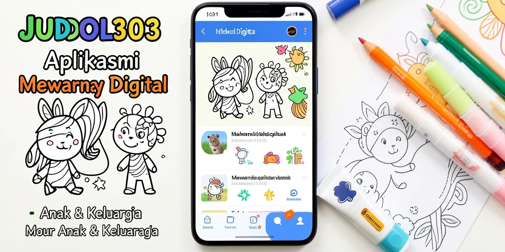 Antarmuka aplikasi JUDOL303 yang ramah anak untuk mewarnai digital.