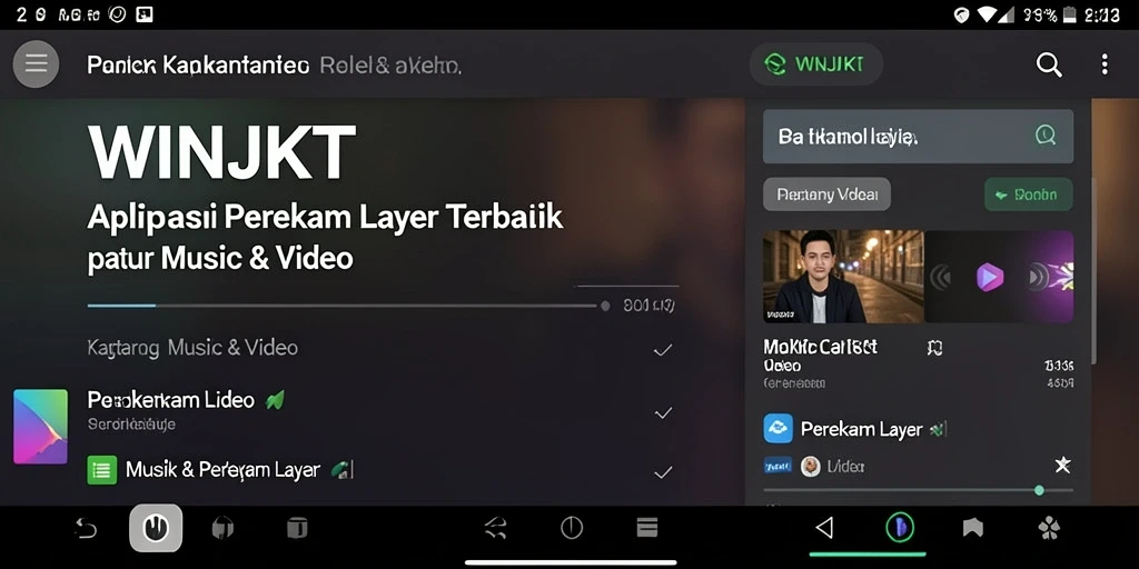 Screenshot antarmuka WINJKT dengan fitur perekam layar.