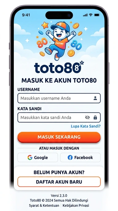 Tampilan halaman login toto80