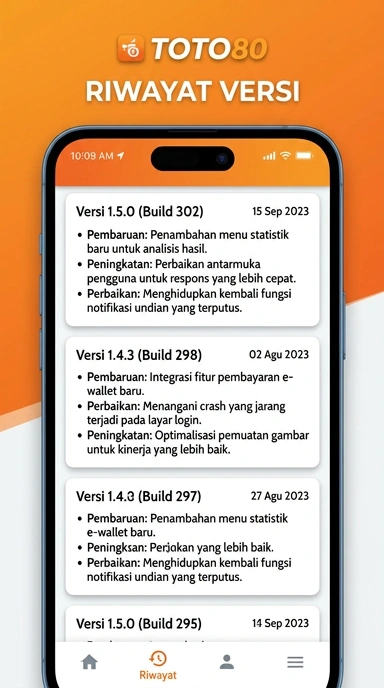 Tampilan riwayat versi toto80
